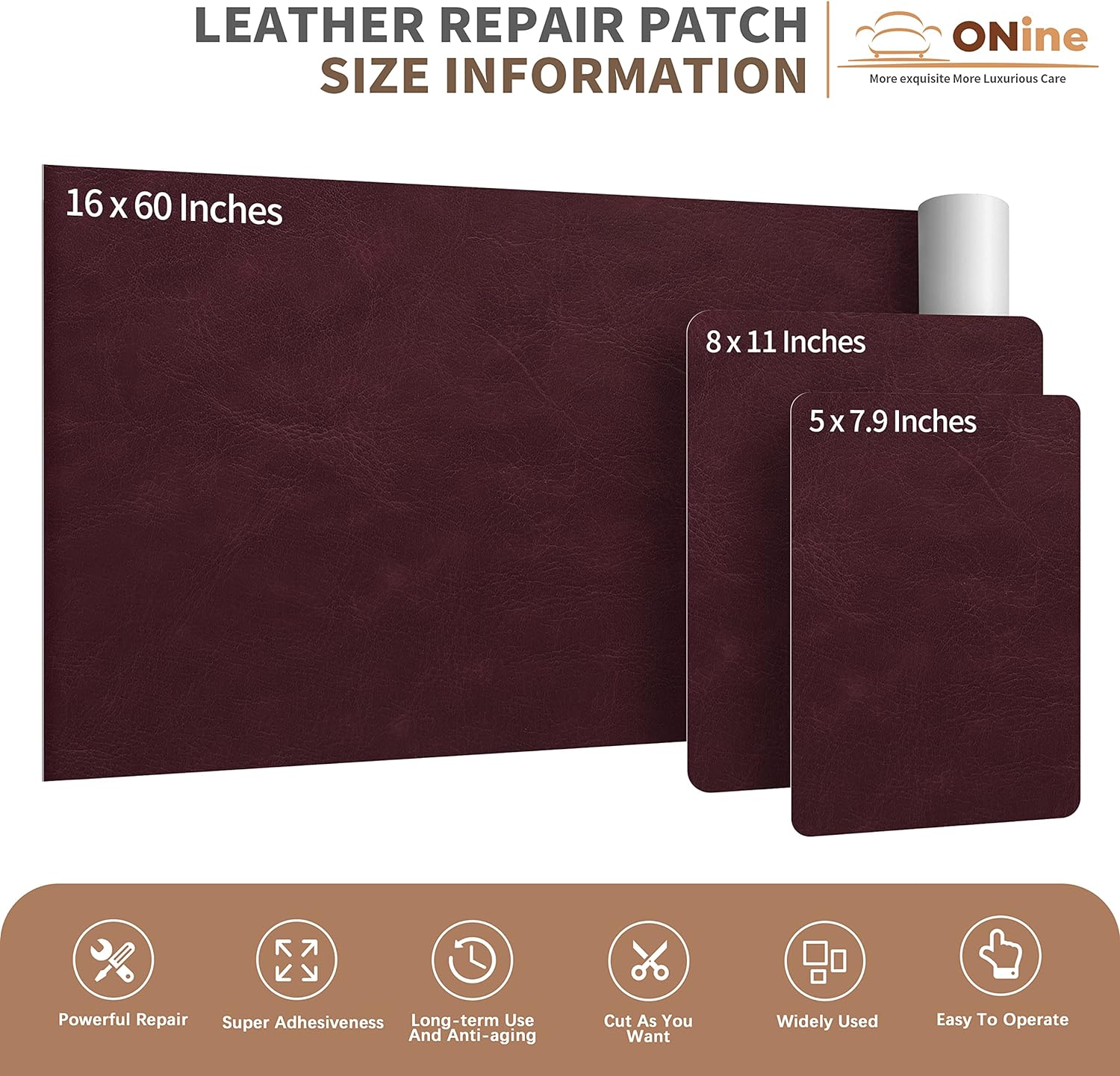 ONine Leather Repair Patch，Self-Adhesive Couch Patch，Multicolor Available  Scratch Leather 8X11 Inch Peel and Stick for Sofas, Car Seats Hand Bags  Jackets(New Black)(8″ x 11″ Wine red NO.2) - ONine Furniture Restoration  Sale